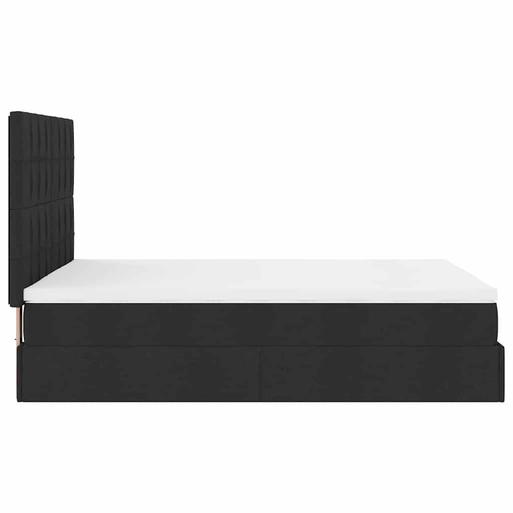 vidaXL Οθωμανικό κρεβάτι με στρώμα Μαύρο 140x190cm Ύφασμα