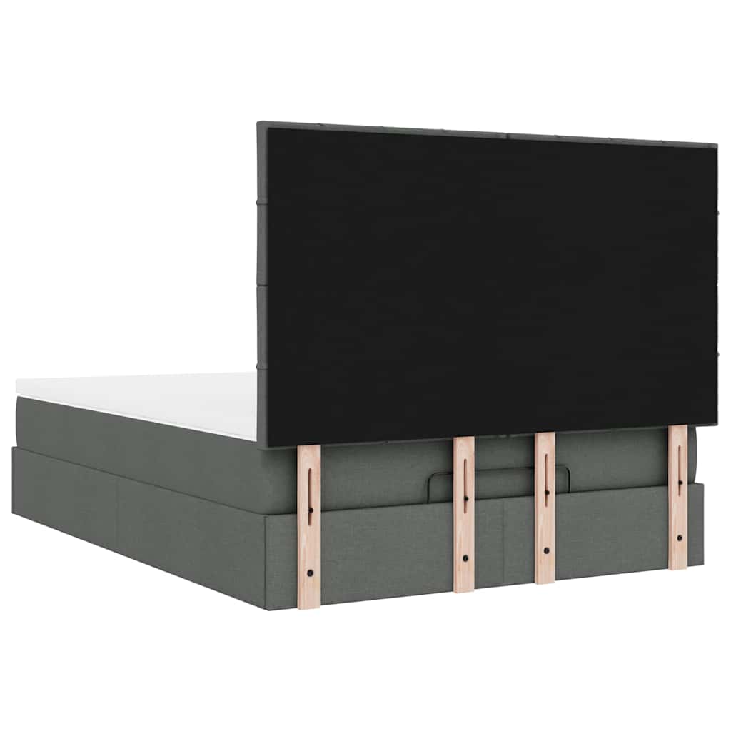 vidaXL Οθωμανικό κρεβάτι με στρώμα Σκούρο γκρι 140x200cm ύφασμα