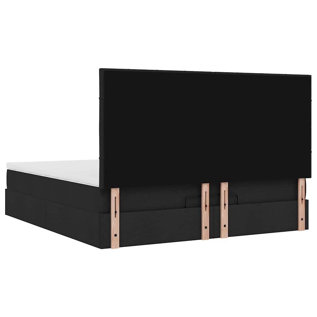 vidaXL Οθωμανικό κρεβάτι με στρώμα Μαύρο 160x200cm Ύφασμα