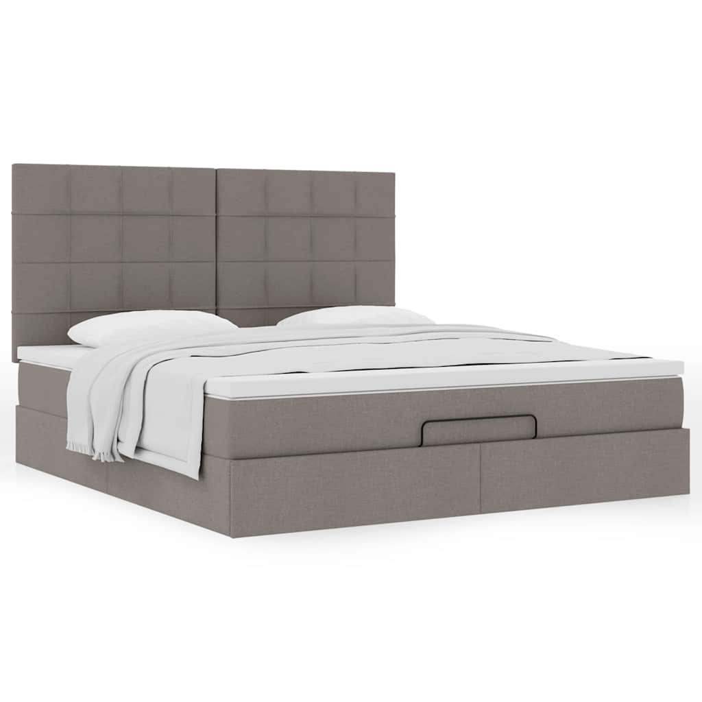 vidaXL Οθωμανικό κρεβάτι με στρώμα Taupe 180x200cm ύφασμα