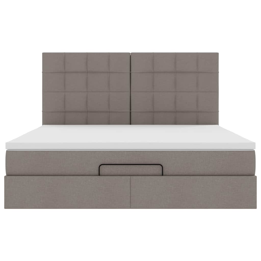 vidaXL Οθωμανικό κρεβάτι με στρώμα Taupe 180x200cm ύφασμα