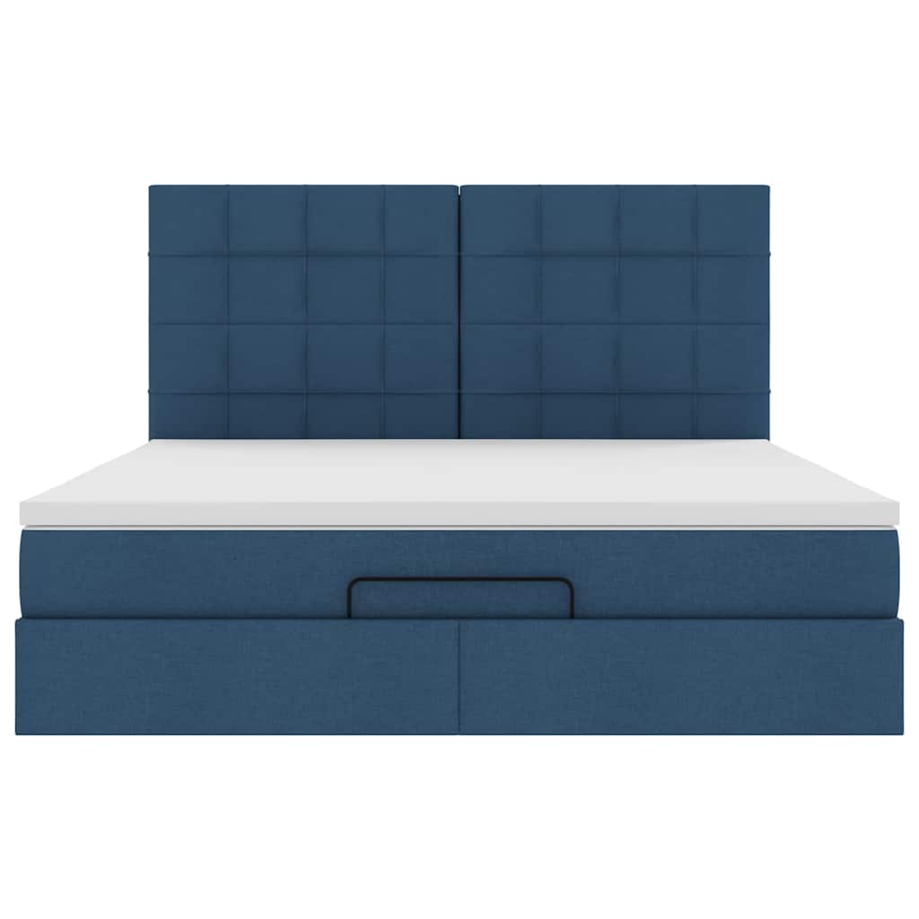 vidaXL Οθωμανικό κρεβάτι με στρώμα μπλε 180x200cm ύφασμα