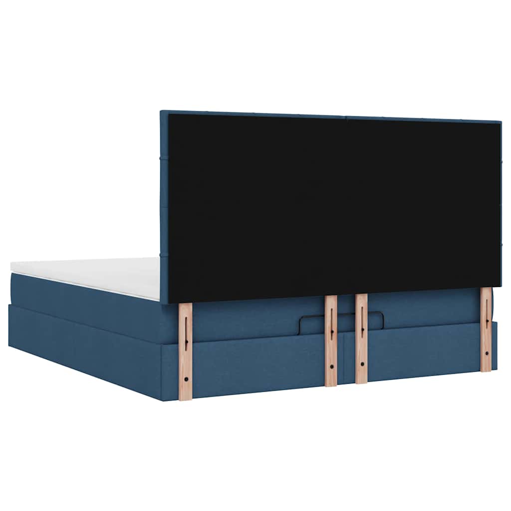 vidaXL Οθωμανικό κρεβάτι με στρώμα μπλε 180x200cm ύφασμα
