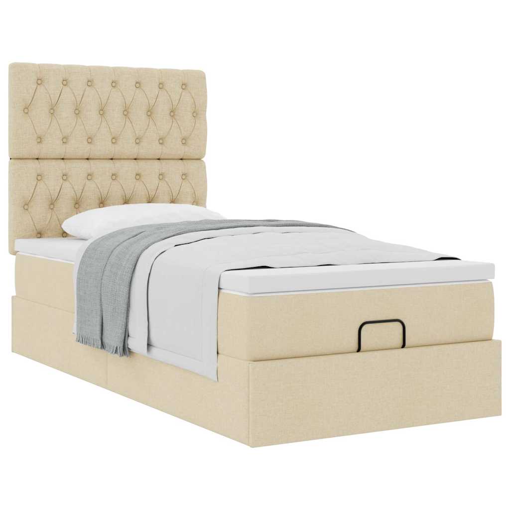 vidaXL Οθωμανικό κρεβάτι με στρώμα Cream 80x200cm ύφασμα
