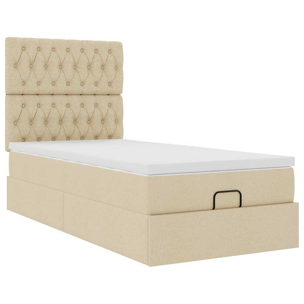 vidaXL Οθωμανικό κρεβάτι με στρώμα Cream 80x200cm ύφασμα