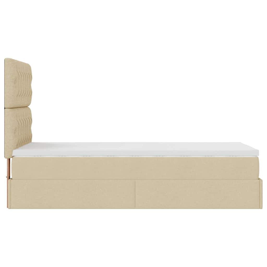 vidaXL Οθωμανικό κρεβάτι με στρώμα Cream 80x200cm ύφασμα