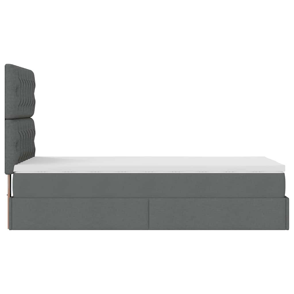 vidaXL Οθωμανικό κρεβάτι με στρώμα σκούρο γκρι 90x190cm ύφασμα