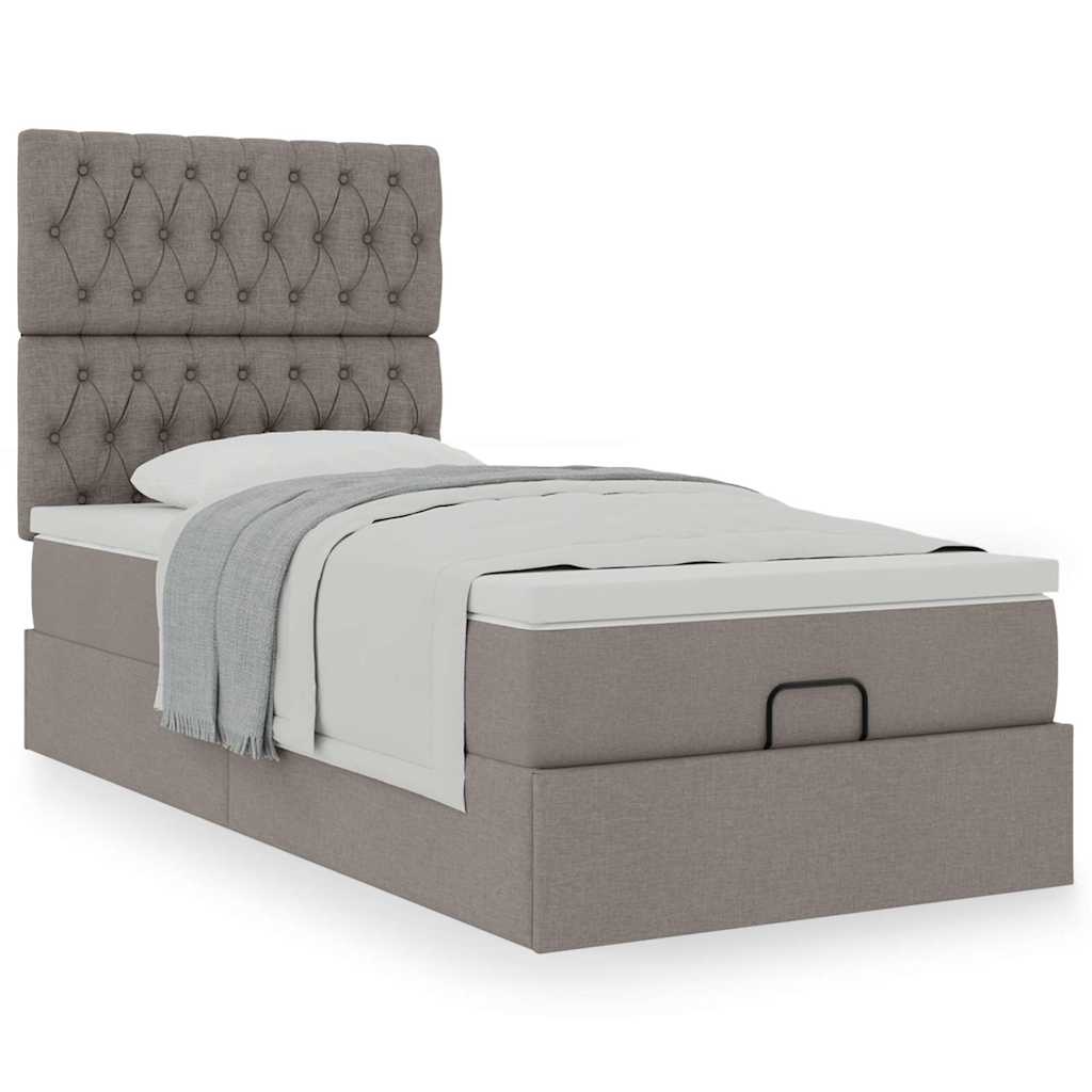 vidaXL Οθωμανικό κρεβάτι με στρώμα Taupe 90x190cm ύφασμα