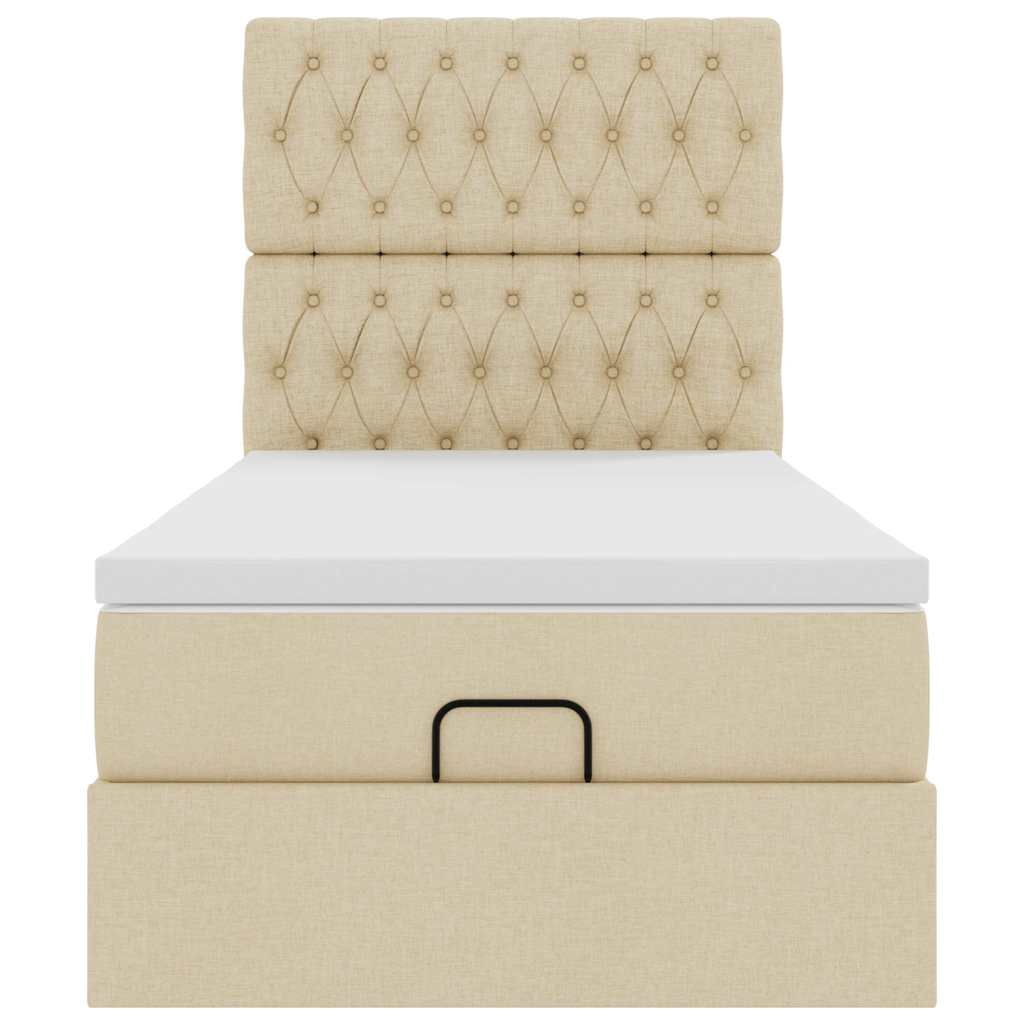 vidaXL Οθωμανικό κρεβάτι με στρώμα Cream 90x190cm ύφασμα