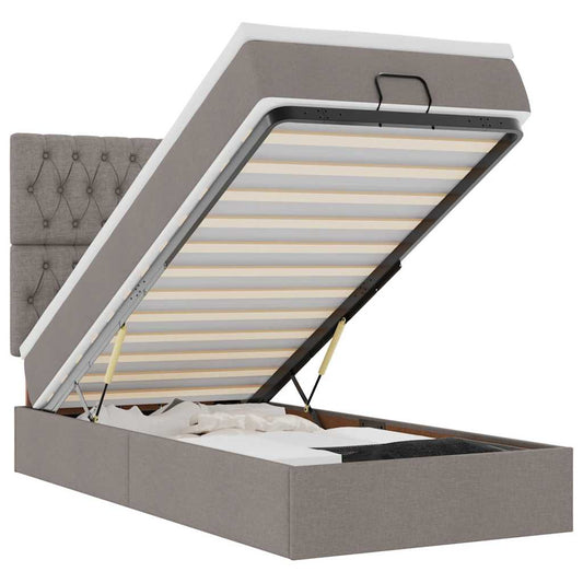 vidaXL Οθωμανικό κρεβάτι με στρώμα Taupe 90x200cm ύφασμα