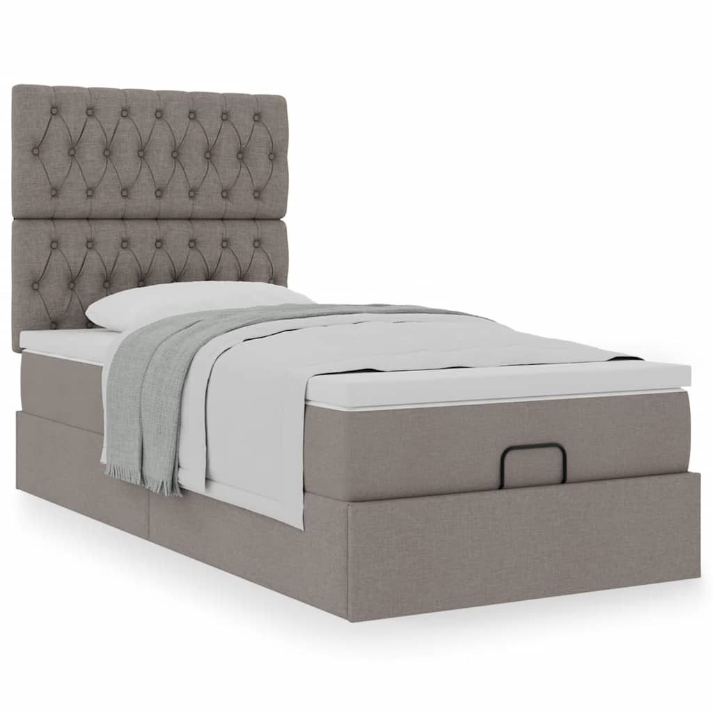 vidaXL Οθωμανικό κρεβάτι με στρώμα Taupe 90x200cm ύφασμα
