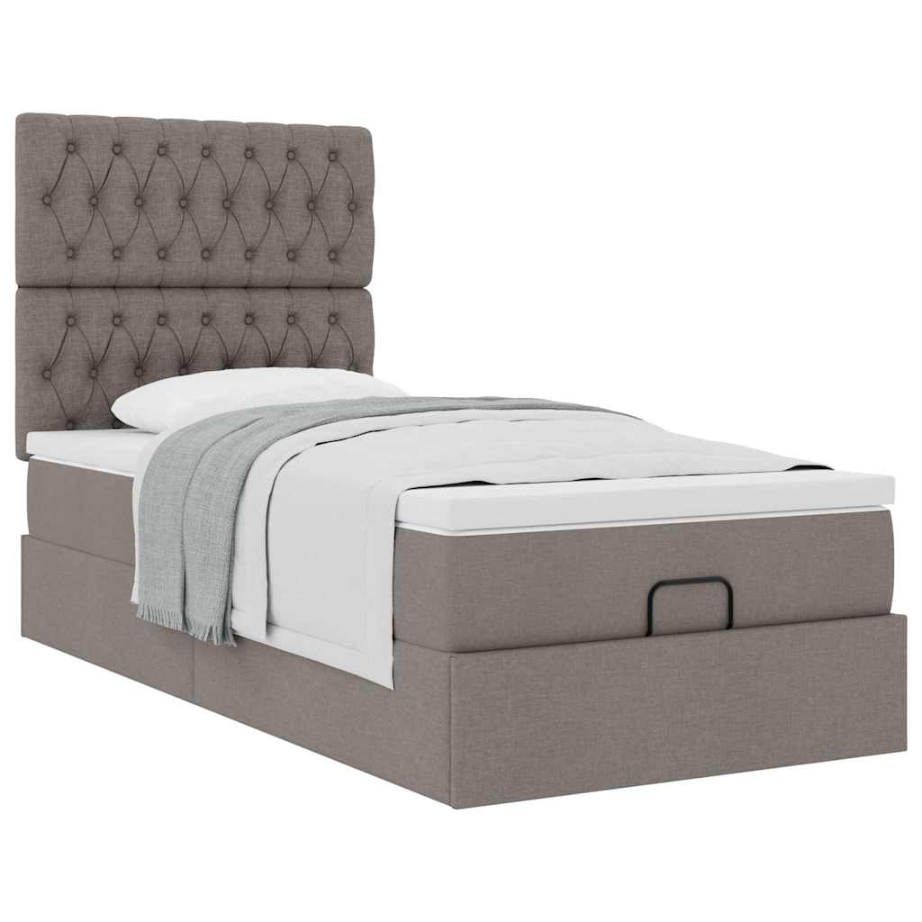 vidaXL Οθωμανικό κρεβάτι με στρώμα Taupe 90x200cm ύφασμα