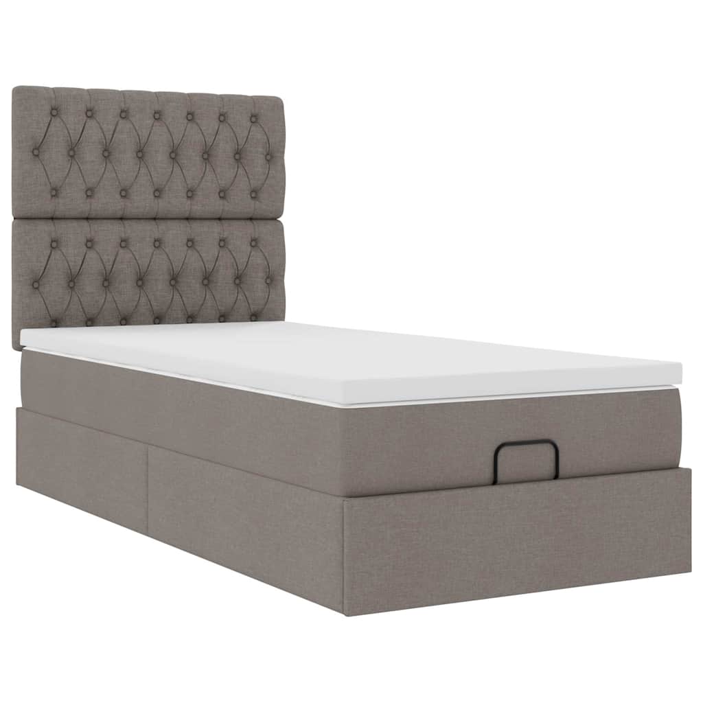 vidaXL Οθωμανικό κρεβάτι με στρώμα Taupe 90x200cm ύφασμα