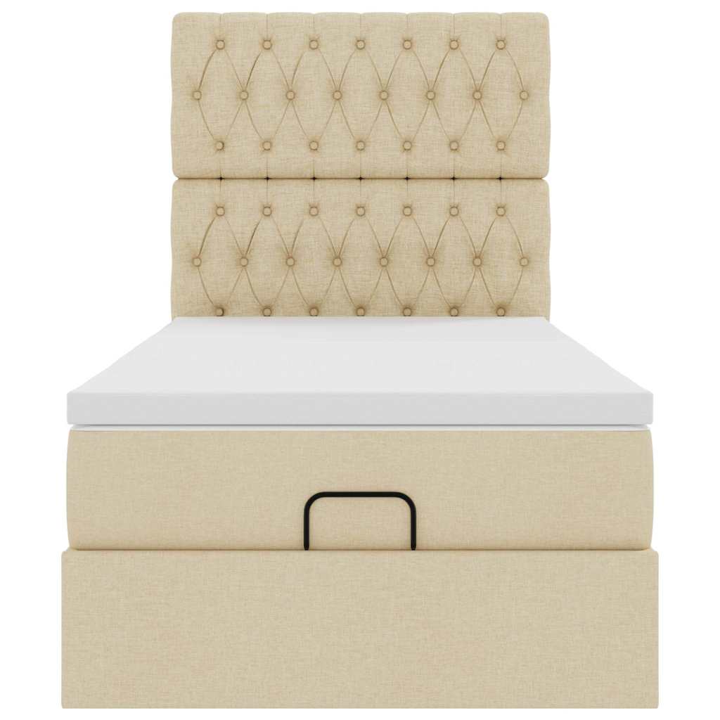 vidaXL Οθωμανικό κρεβάτι με στρώμα Cream 90x200cm ύφασμα