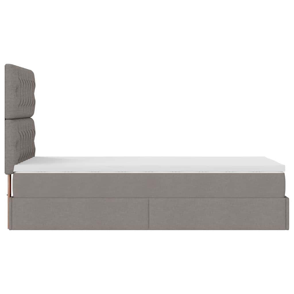 vidaXL Οθωμανικό κρεβάτι με στρώμα Taupe 100x200cm ύφασμα