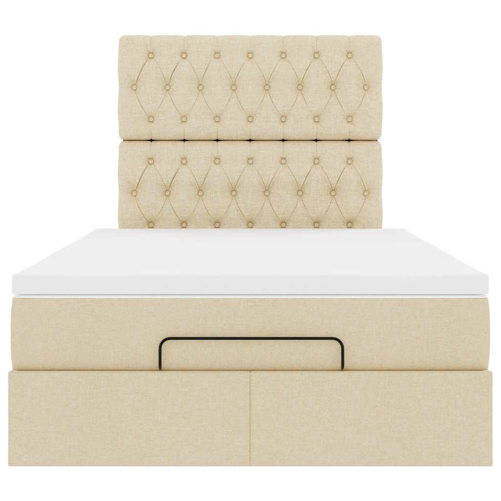 vidaXL Οθωμανικό κρεβάτι με στρώμα Cream 120x190 cm Ύφασμα