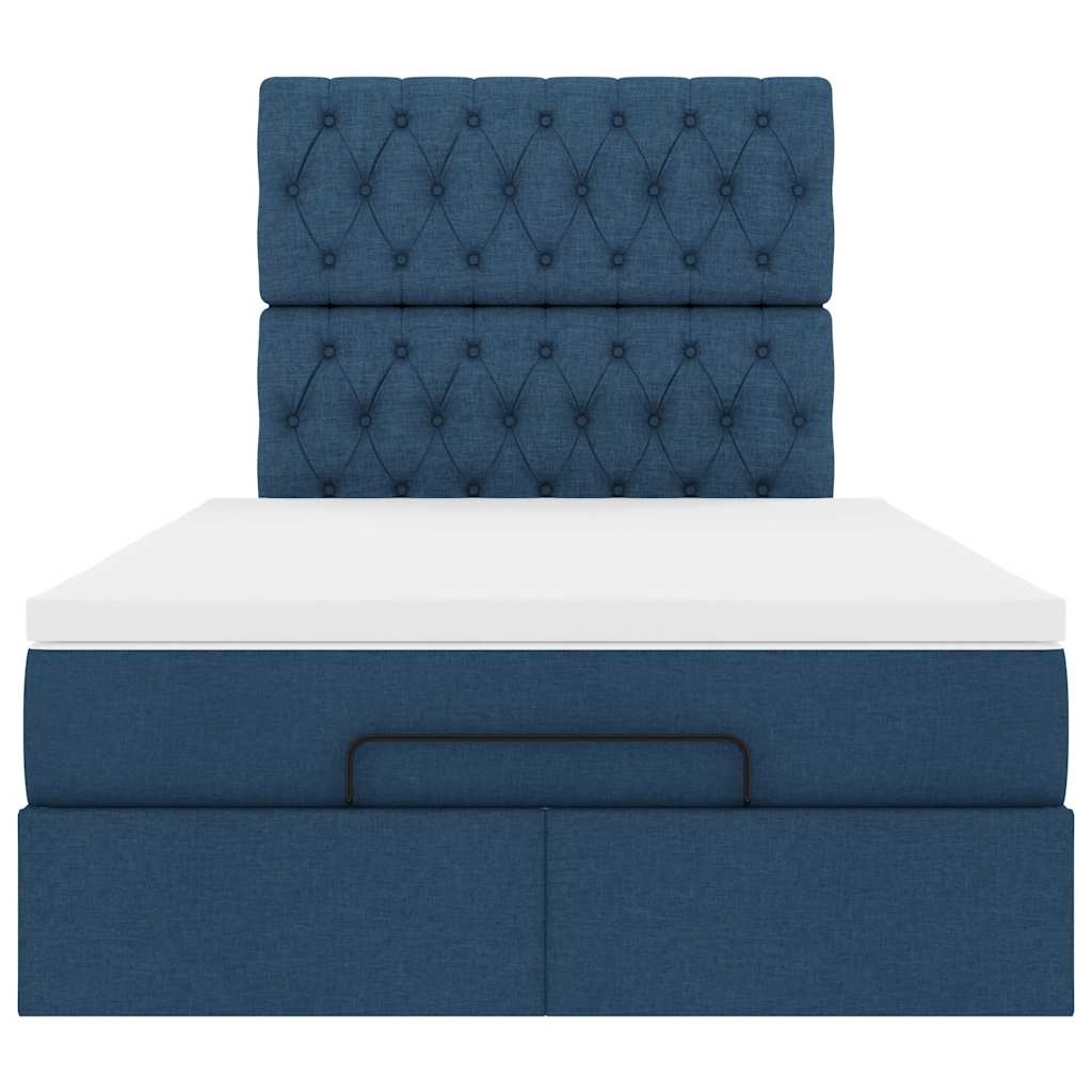 vidaXL Οθωμανικό κρεβάτι με στρώμα μπλε 120x190 cm ύφασμα