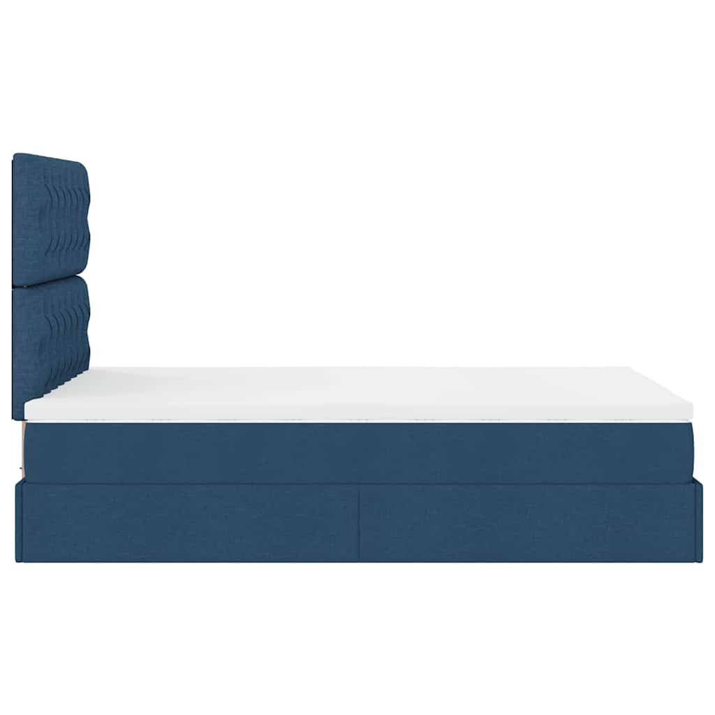 vidaXL Οθωμανικό κρεβάτι με στρώμα μπλε 120x190 cm ύφασμα