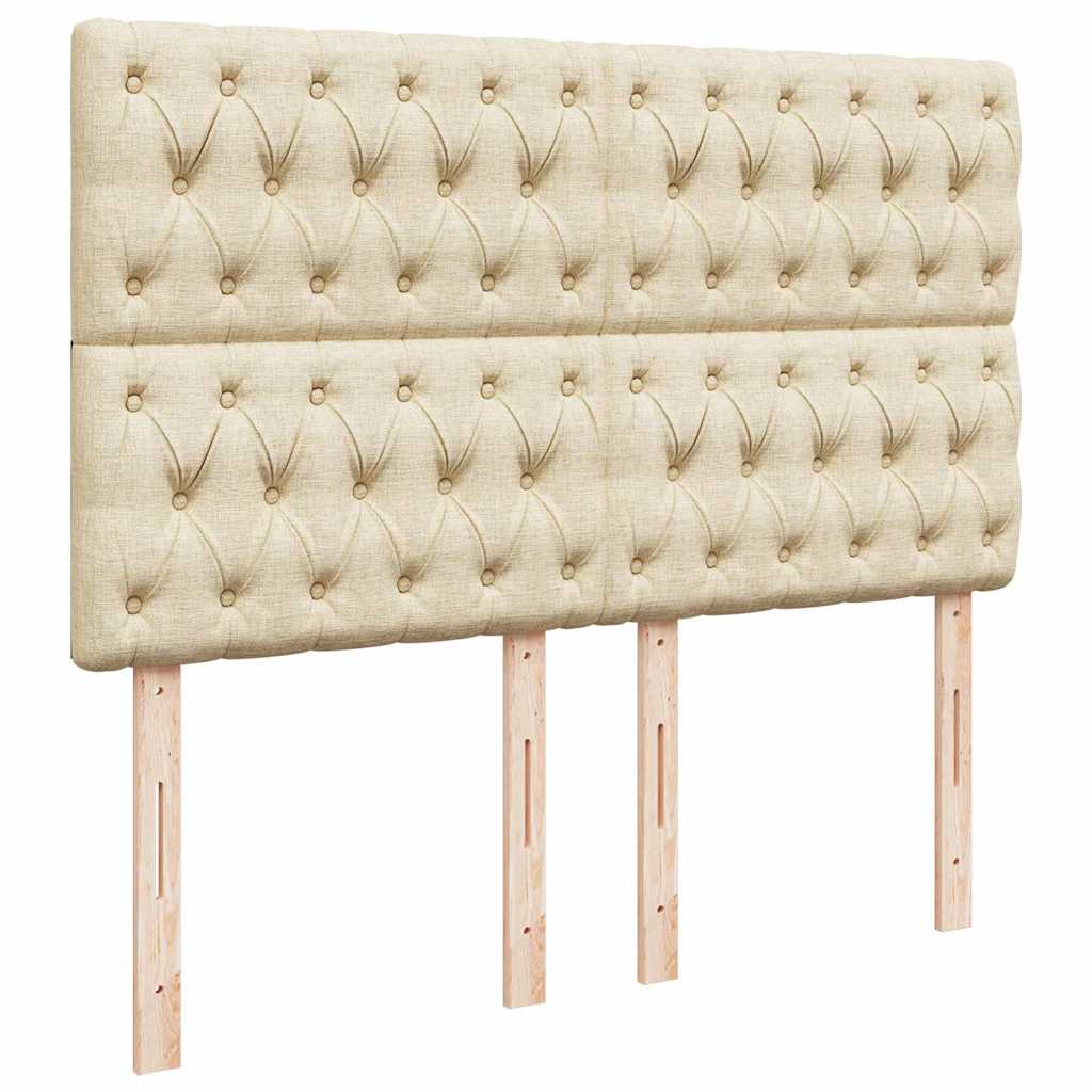 vidaXL Οθωμανικό κρεβάτι με στρώμα Cream 140x190cm ύφασμα