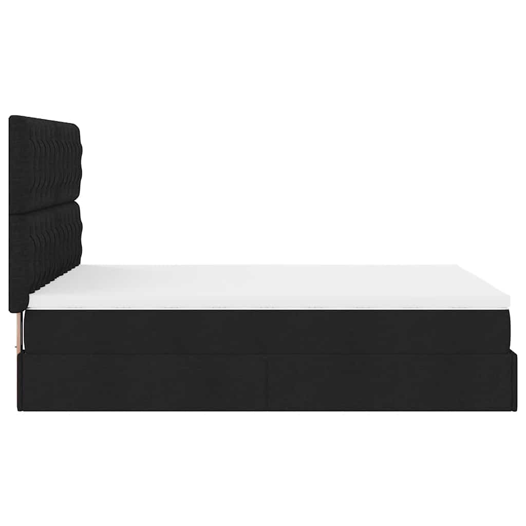 vidaXL Οθωμανικό κρεβάτι με στρώμα Μαύρο 140x200cm Ύφασμα