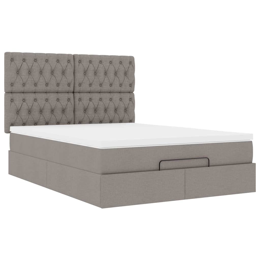 vidaXL Οθωμανικό κρεβάτι με στρώμα Taupe 140x200cm ύφασμα