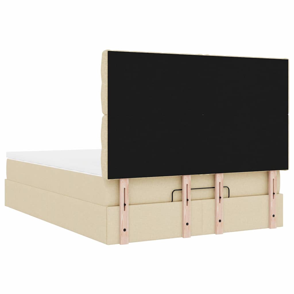 vidaXL Οθωμανικό κρεβάτι με στρώμα Cream 140x200cm ύφασμα