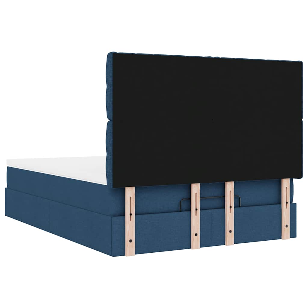 vidaXL Οθωμανικό κρεβάτι με στρώμα μπλε 140x200cm ύφασμα