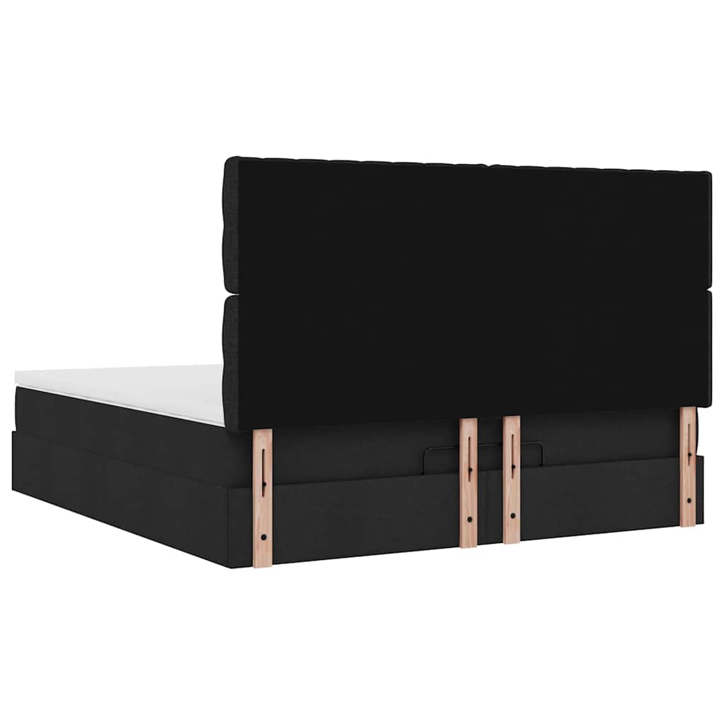 vidaXL Οθωμανικό κρεβάτι με στρώμα Μαύρο 160x200cm Ύφασμα