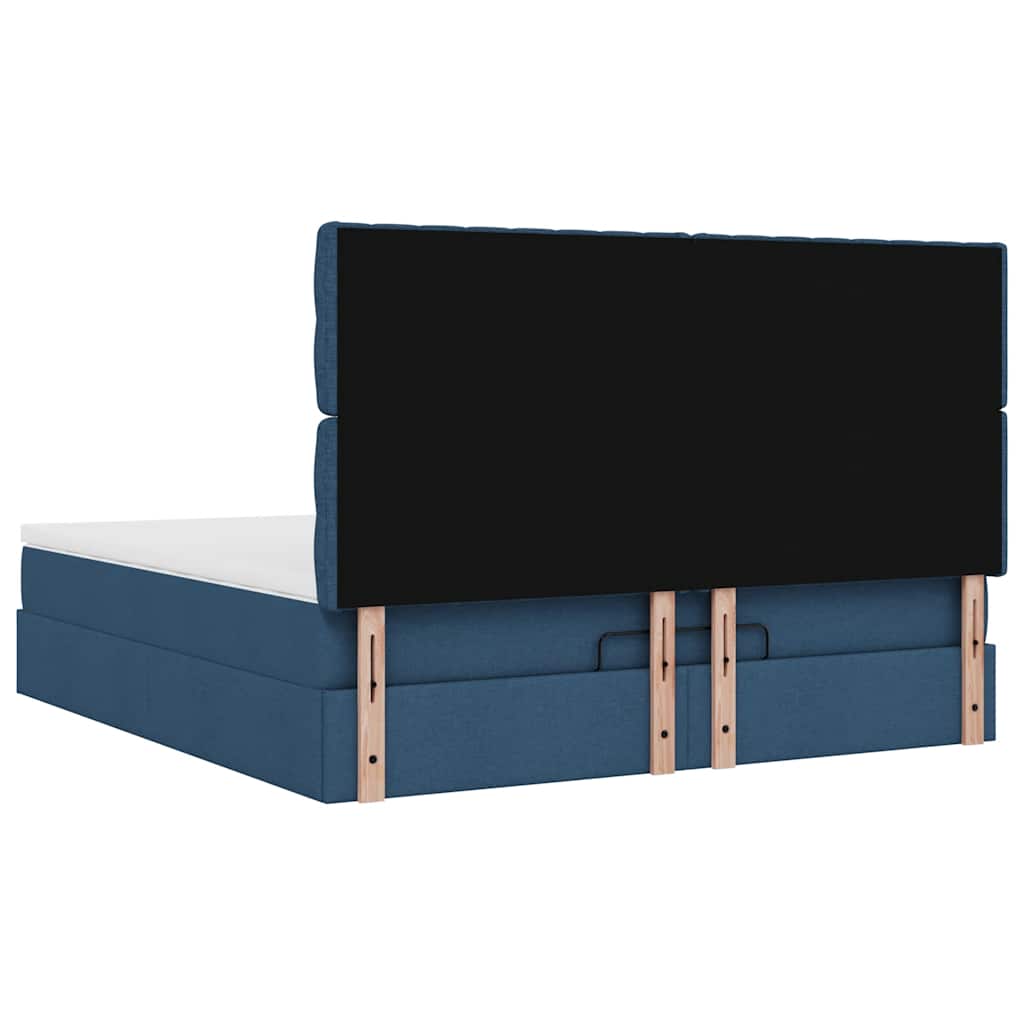 vidaXL Οθωμανικό κρεβάτι με στρώμα μπλε 160x200cm ύφασμα