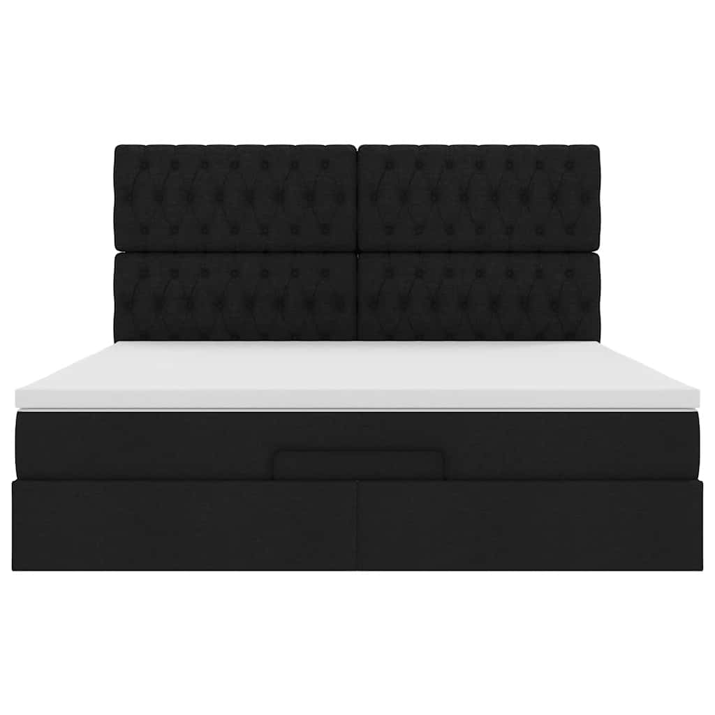 vidaXL Οθωμανικό κρεβάτι με στρώμα Μαύρο 180x200cm Ύφασμα
