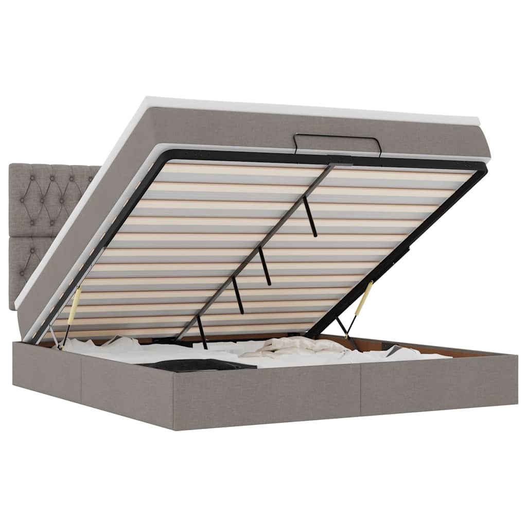 vidaXL Οθωμανικό κρεβάτι με στρώμα Taupe 180x200cm ύφασμα