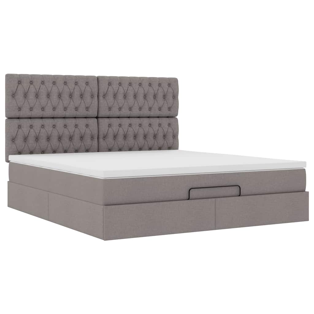vidaXL Οθωμανικό κρεβάτι με στρώμα Taupe 180x200cm ύφασμα
