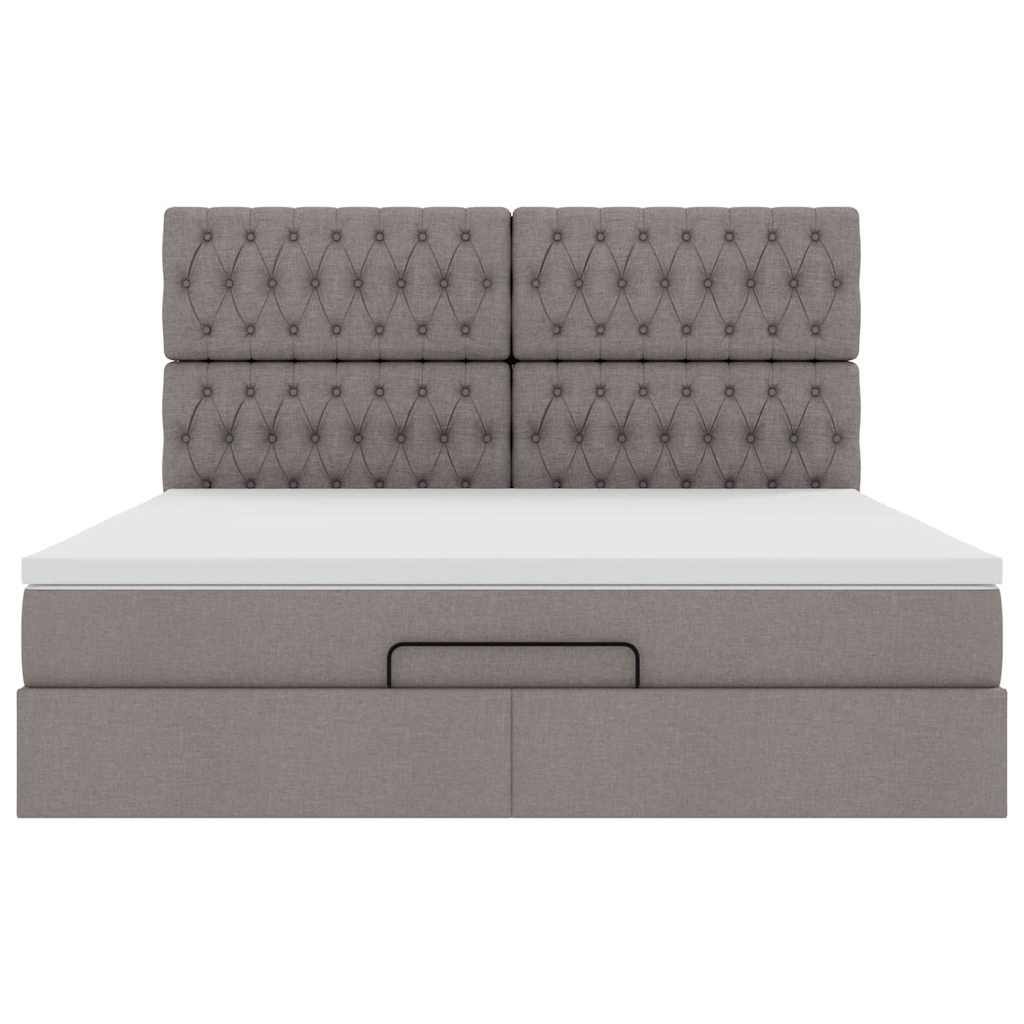 vidaXL Οθωμανικό κρεβάτι με στρώμα Taupe 180x200cm ύφασμα