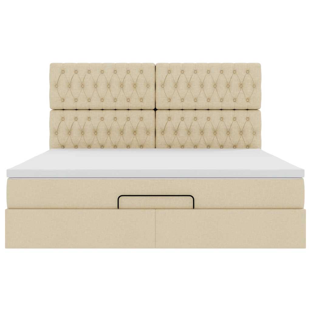 vidaXL Οθωμανικό κρεβάτι με στρώμα Cream 180x200cm ύφασμα