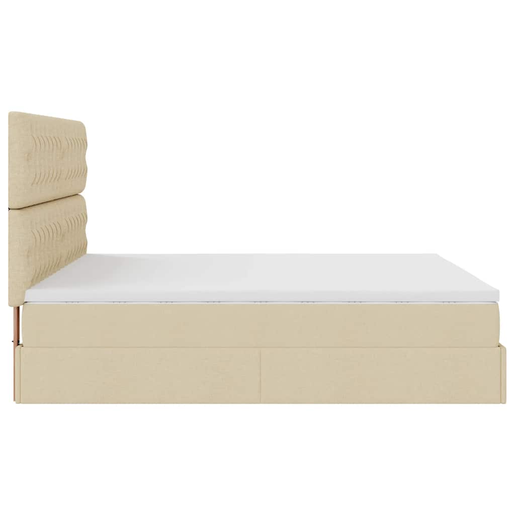 vidaXL Οθωμανικό κρεβάτι με στρώμα Cream 180x200cm ύφασμα
