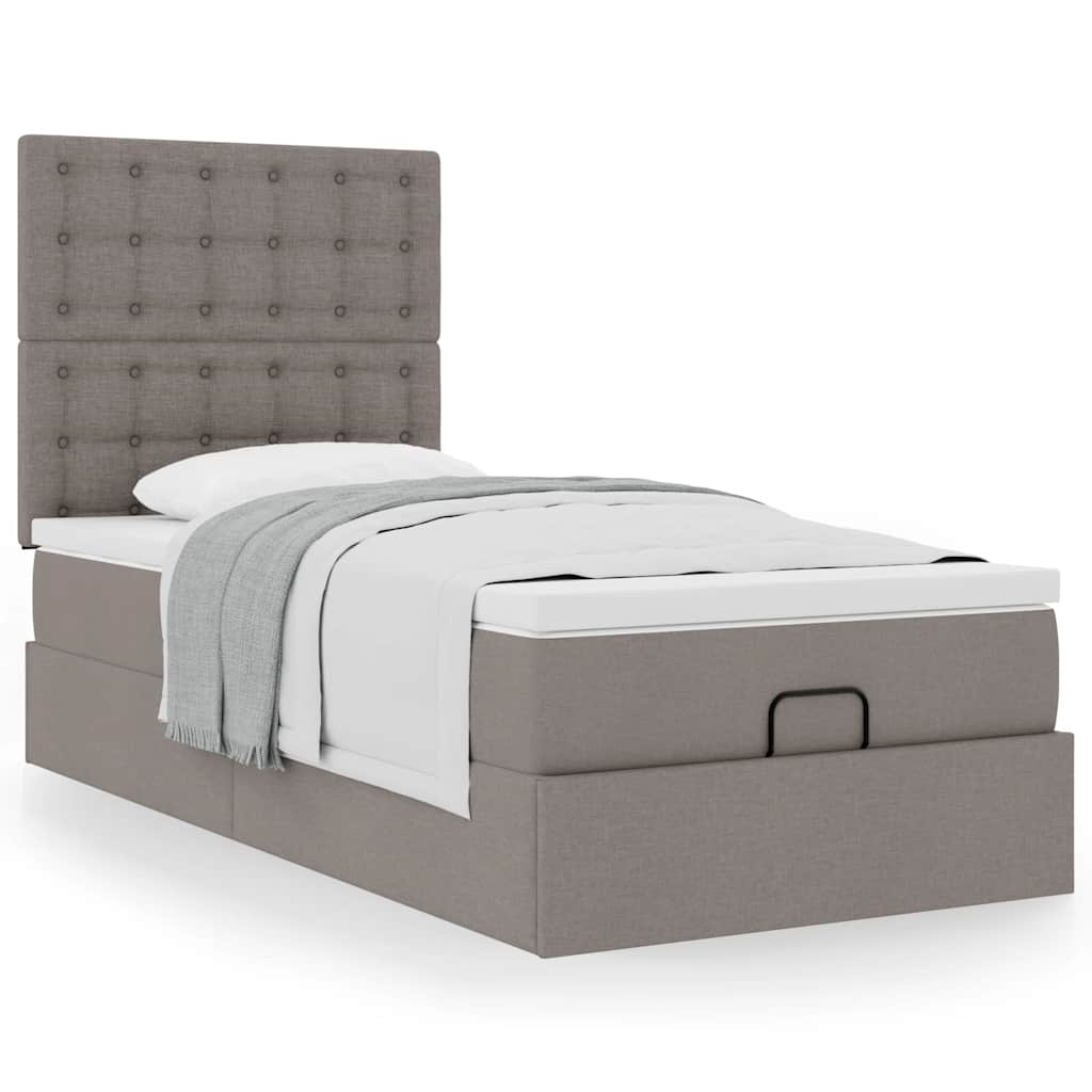 vidaXL Οθωμανικό κρεβάτι με στρώμα Taupe 80x200cm ύφασμα