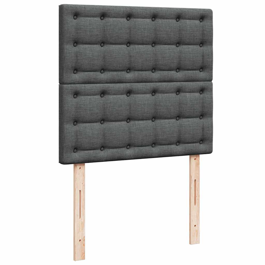 vidaXL Οθωμανικό κρεβάτι με στρώμα σκούρο γκρι 90x190cm ύφασμα