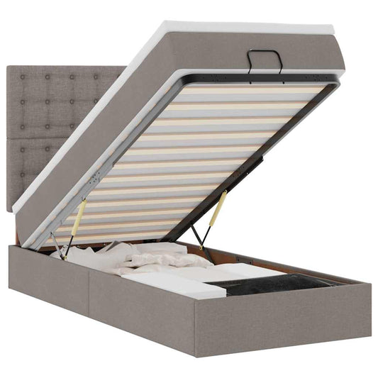 vidaXL Οθωμανικό κρεβάτι με στρώμα Taupe 90x190cm ύφασμα