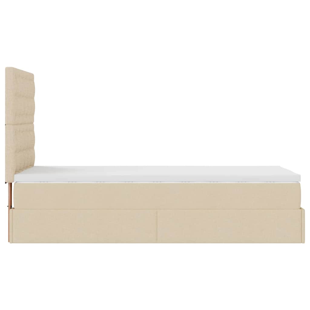 vidaXL Οθωμανικό κρεβάτι με στρώμα Cream 90x190cm ύφασμα