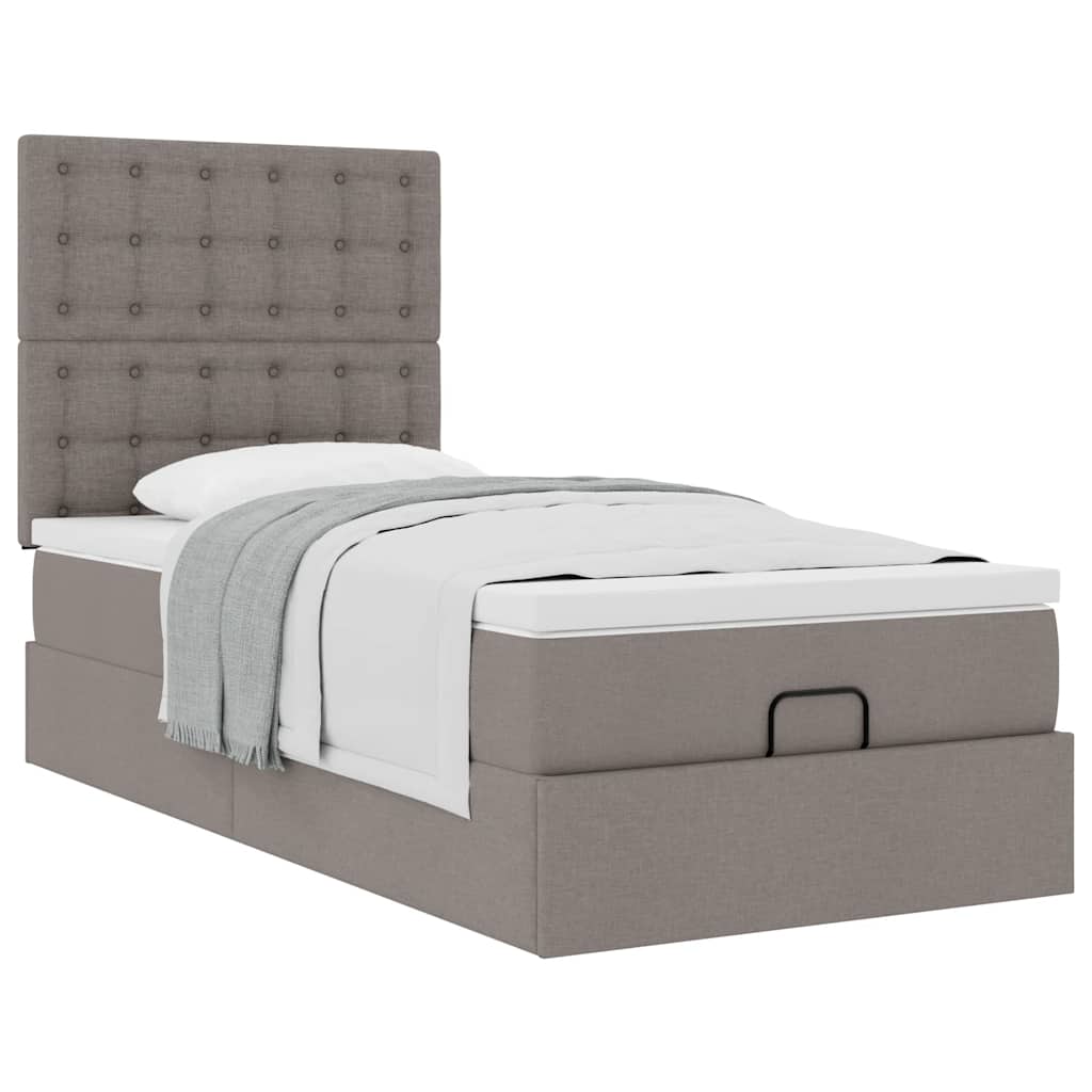 vidaXL Οθωμανικό κρεβάτι με στρώμα Taupe 90x200cm ύφασμα
