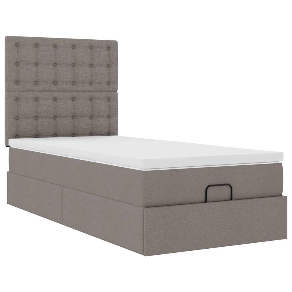 vidaXL Οθωμανικό κρεβάτι με στρώμα Taupe 90x200cm ύφασμα