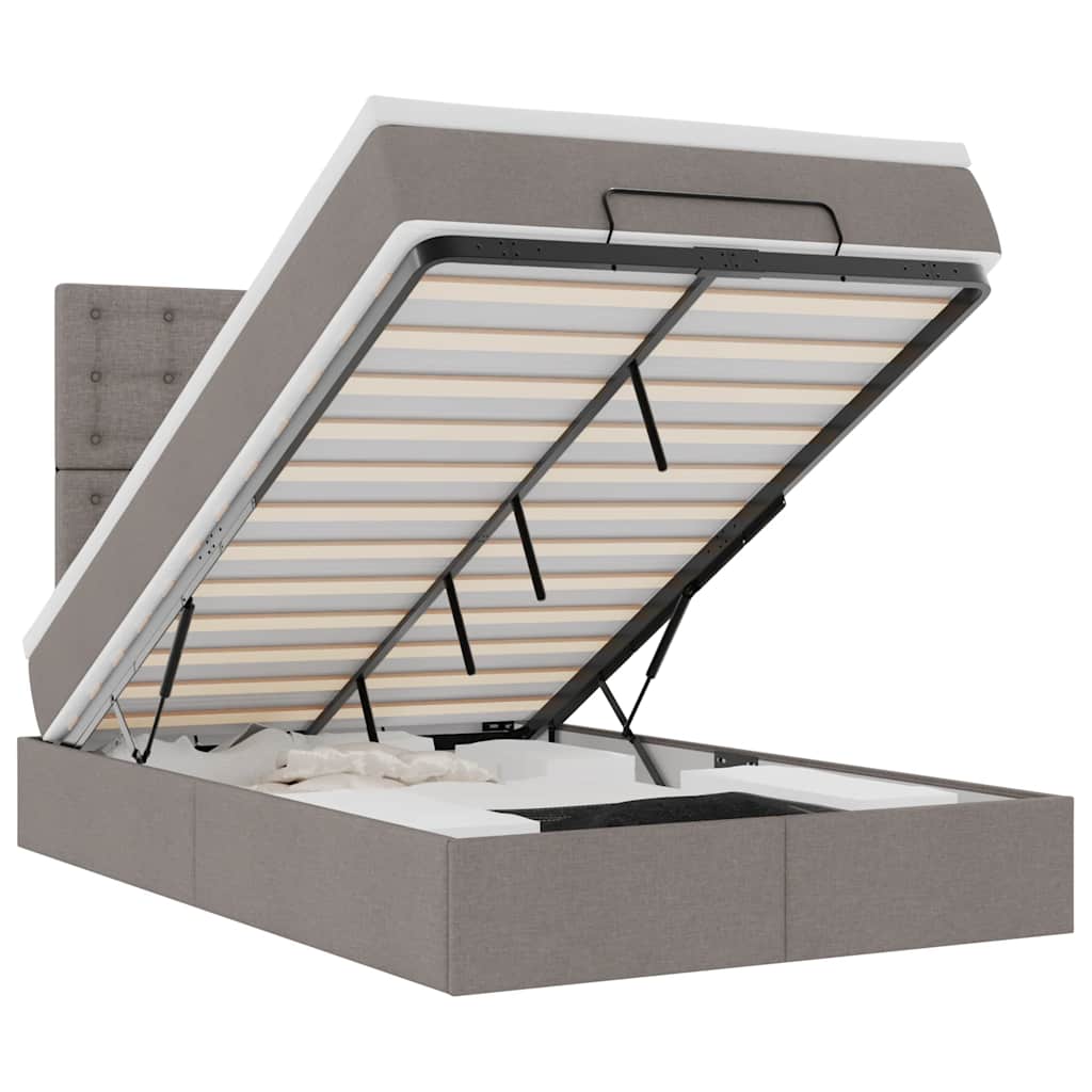 vidaXL Οθωμανικό κρεβάτι με στρώμα Taupe 120x190 cm Ύφασμα