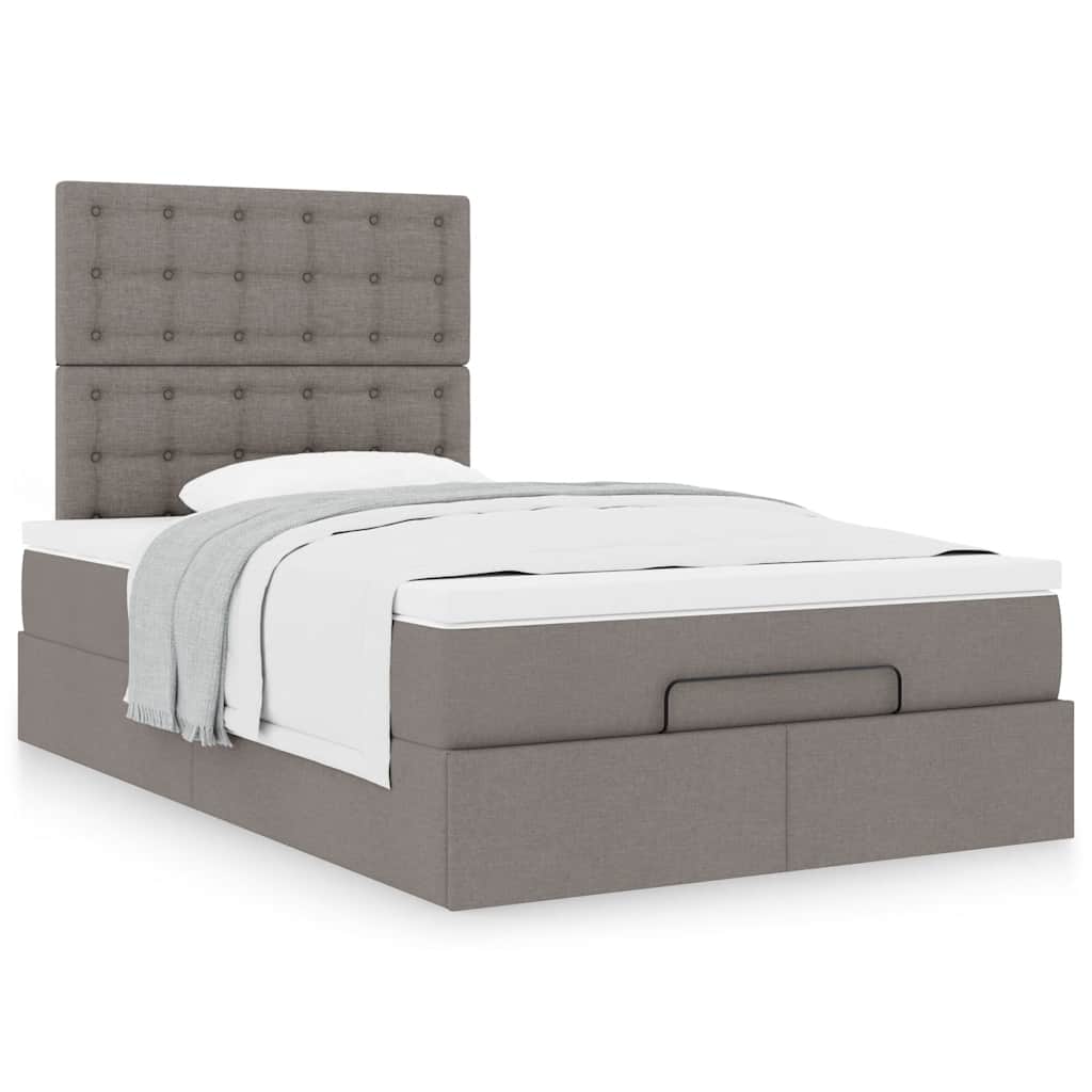 vidaXL Οθωμανικό κρεβάτι με στρώμα Taupe 120x190 cm Ύφασμα