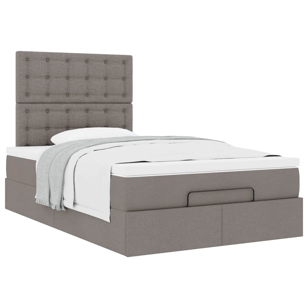 vidaXL Οθωμανικό κρεβάτι με στρώμα Taupe 120x190 cm Ύφασμα
