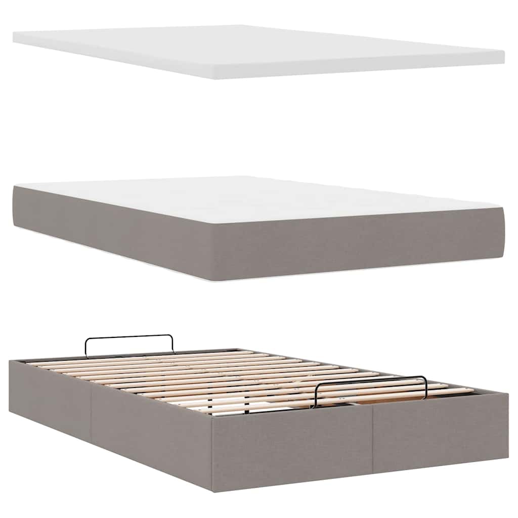 vidaXL Οθωμανικό κρεβάτι με στρώμα Taupe 120x190 cm Ύφασμα