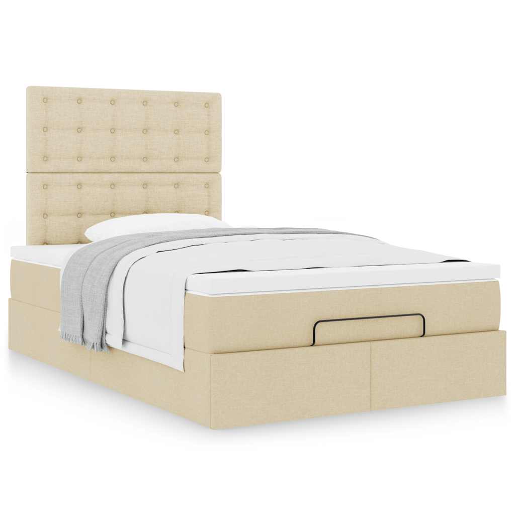 vidaXL Οθωμανικό κρεβάτι με στρώμα Cream 120x200cm ύφασμα