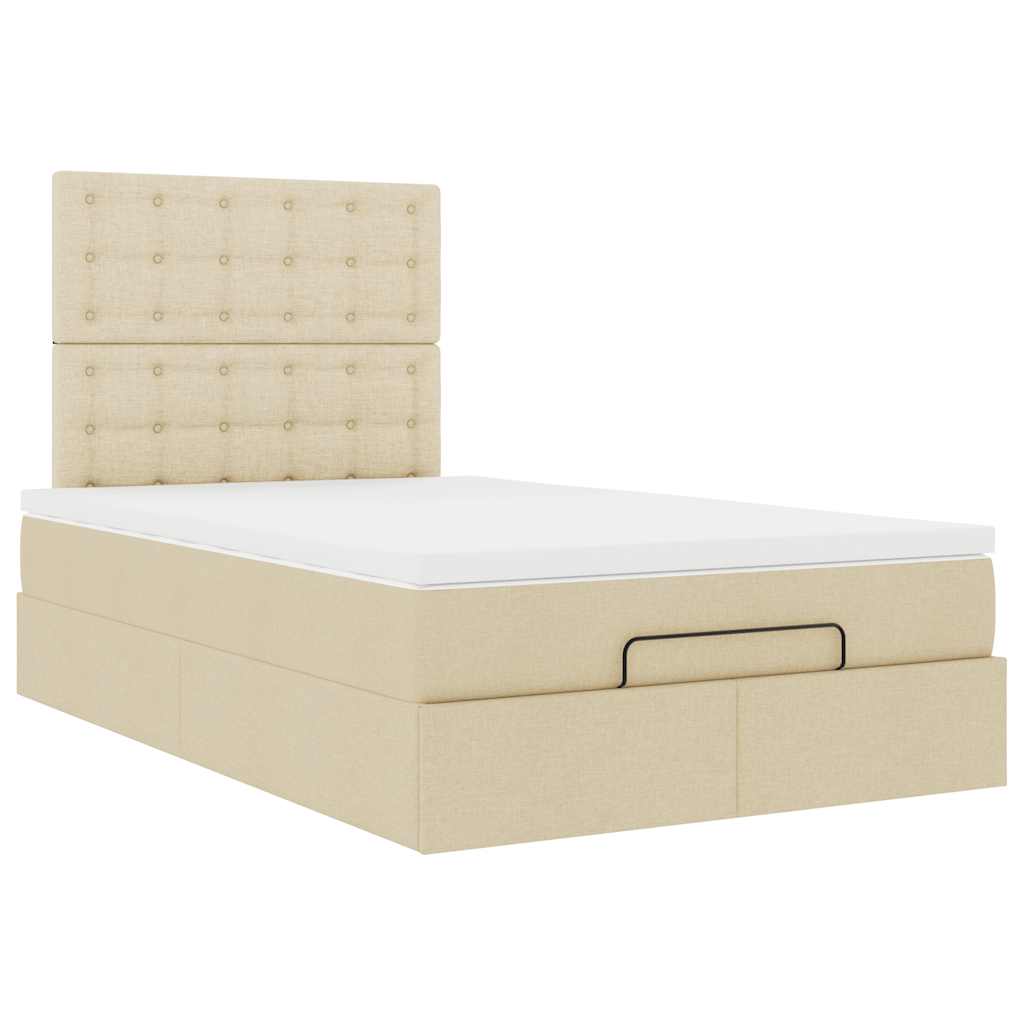vidaXL Οθωμανικό κρεβάτι με στρώμα Cream 120x200cm ύφασμα