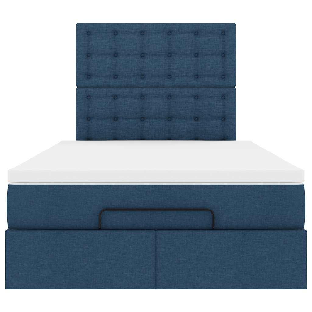 vidaXL Οθωμανικό κρεβάτι με στρώμα μπλε 120x200cm ύφασμα