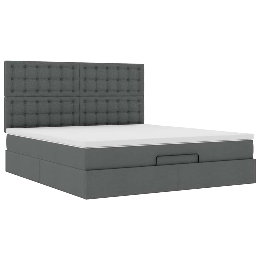 vidaXL Οθωμανικό κρεβάτι με στρώμα σκούρο γκρι 160x200cm ύφασμα