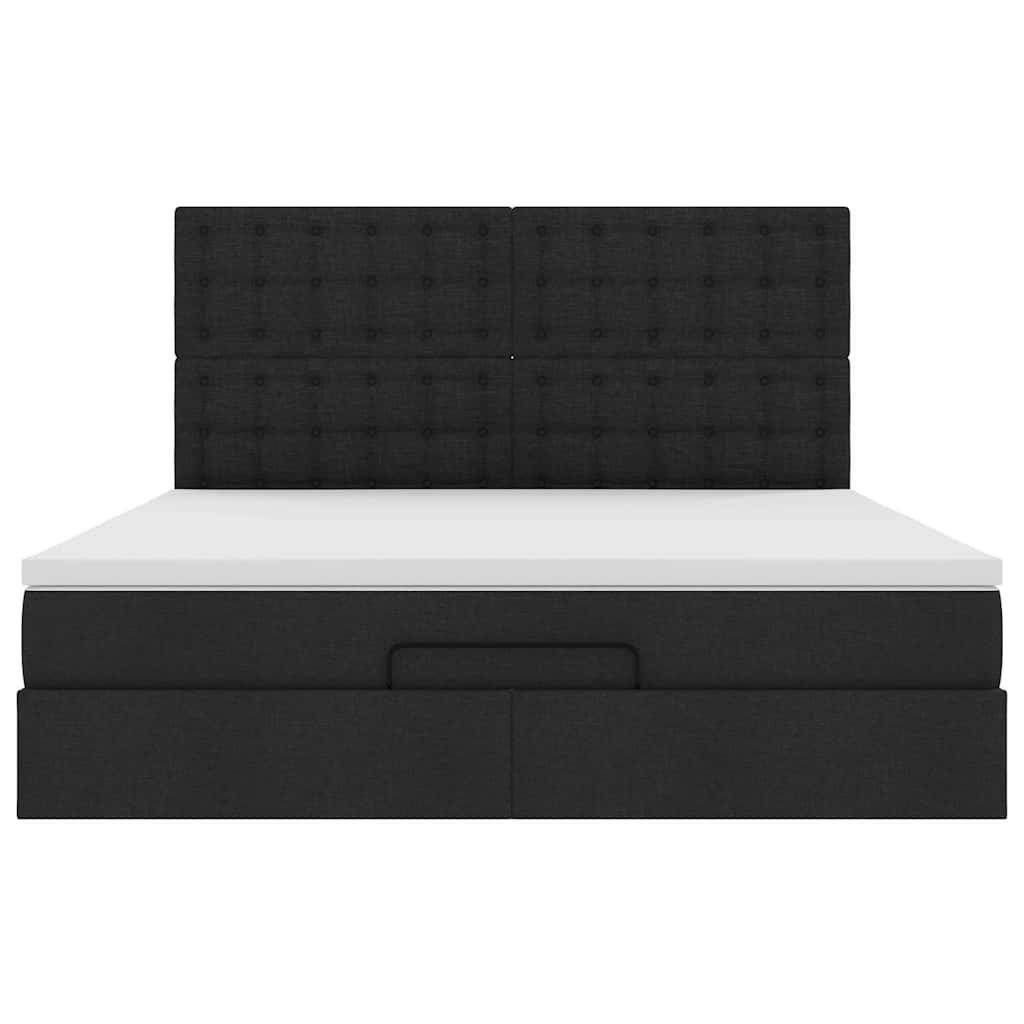 vidaXL Οθωμανικό κρεβάτι με στρώμα Μαύρο 180x200cm Ύφασμα